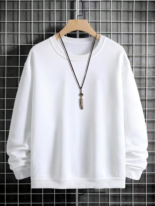 Unisex Men's Regular Fit Solid Drop Shoulder Crewneck Essentials Sweatshirt, Casual Comfy Minimalist Pullover Top for...
