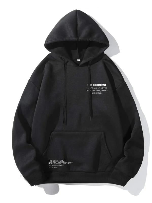 Unisex Men's Slogan Graphic Drawstring Essentials Hoodie, Black Hoodies for Men, Longsleeves Hooded Sweatshirt Pullover...