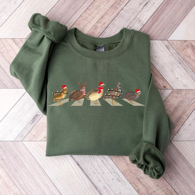 Unisex Quail Birds Christmas Sweatshirt & Shirt, Classic Fit, True to Size, 100% Cotton