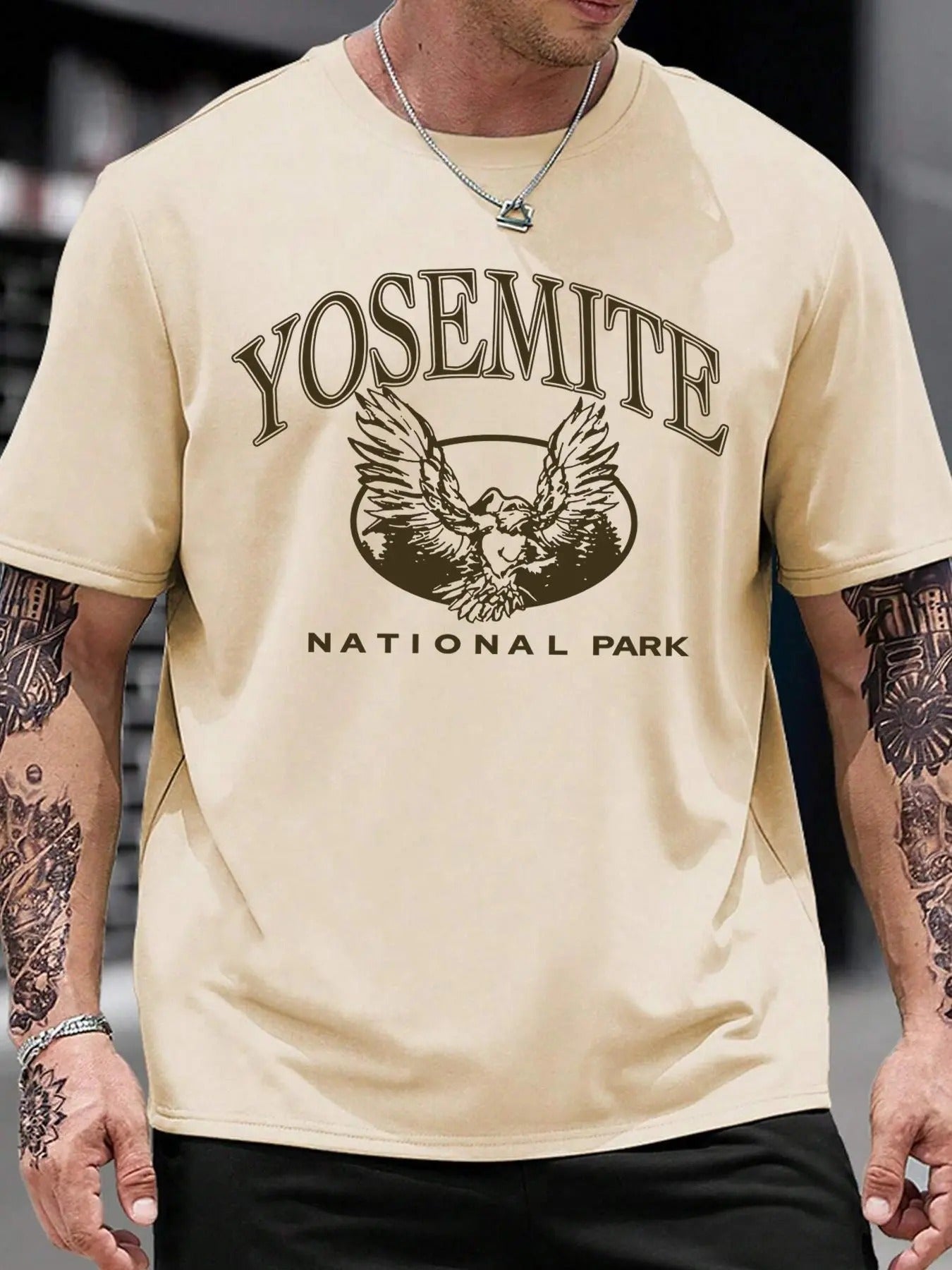 Unisex Regular Fit Letter & Bird Print Round Neck Tee, Casual Short Sleeve T-shirt for Summer, Street Unisex Top for...