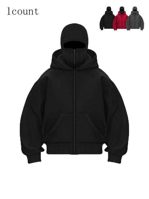Unisex Street Style Hooded Sweatshirt, Dual-Layer Neck Design, Durable and Trendy, Fall & Winter Fashion,...
