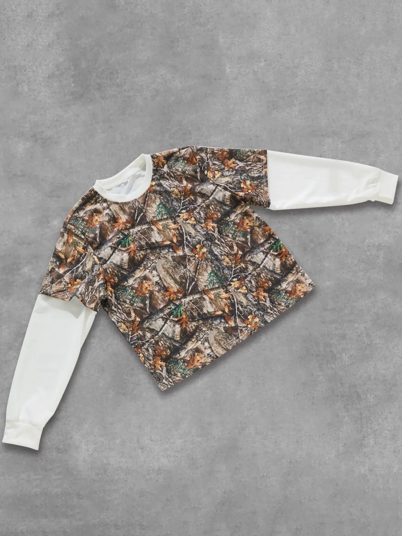 Unisex's Camo Patchwork Print 2 in 1 Drop Shoulder Sweatshirt, Street Long Sleeve Round Neck Pullover for Spring & Fall,...