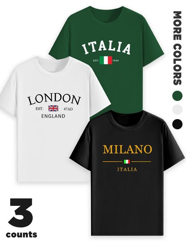 'S Letter Print Round Neck Regular Fit Casual Short Sleeve Summer Top Daily T-Shirts, Hoodie, Sweatshirt