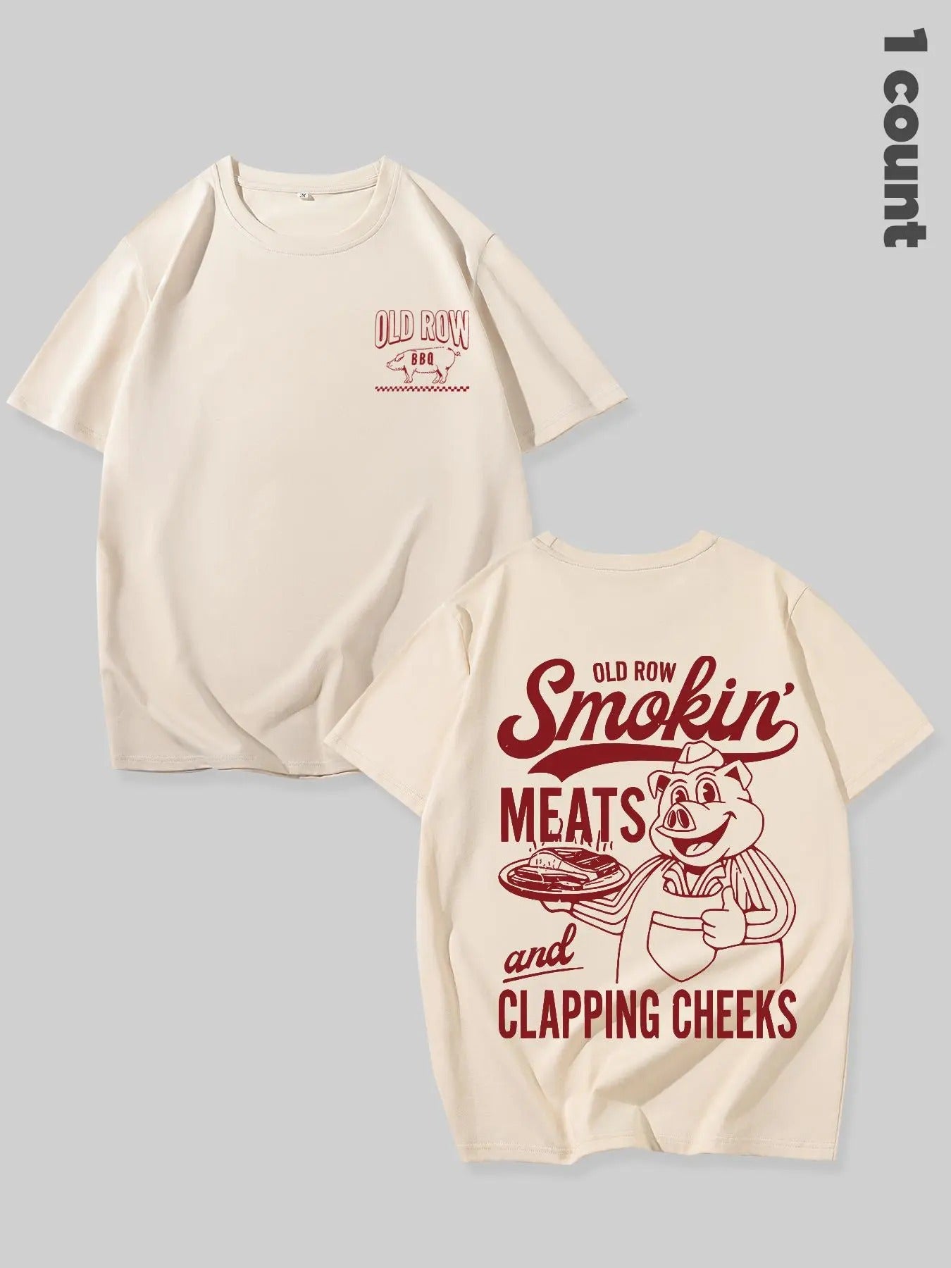 Unisex's Old Row Smokin' Meats and Clapping Cheeks Funny T-shirt, Regular Fit Casual Comfy Short Sleeve Round Neck...