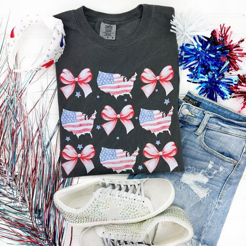 United States Bow Coquette Comfort Colors T-Shirt Hoodie, Sweatshirt | HypeDripTees.com