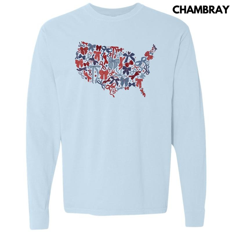United States Of Bows Long Sleeve Comfort Colors T-Shirt 'NLB' Hoodie, Sweatshirt | HypeDripTees.com