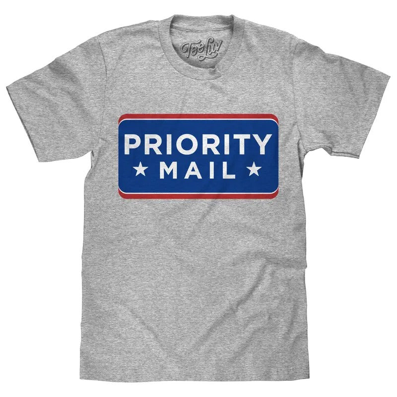 United States Postal Service USPS Priority Mail T-Shirt - Athletic Heather Gray Hoodie, Sweatshirt | HypeDripTees.com