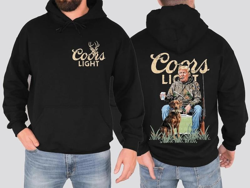 [Up To 5XL] CL Duck Hunting with Trump, Beer, and Dog Graphic T-Shirt, Sweatshirt, or Hoodie for Adults