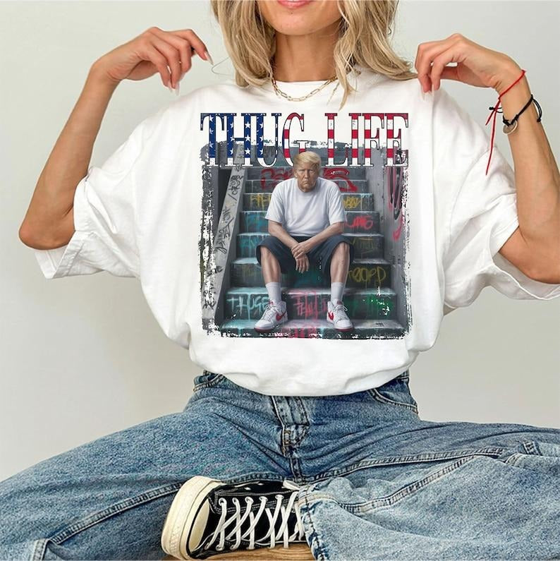 V1ral Thug Life President Design | Preppy Edgy, Unisex Shirt, Amer1ca Shirt Hoodie, Sweatshirt | HypeDripTees.com
