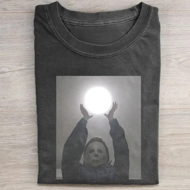 VINTAGE HALLOWEEN GRAPHIC TEE, Michael Myers Moon T-Shirt, Horror Movie Shirt, Horror Character, Funny Halloween Shirt,...