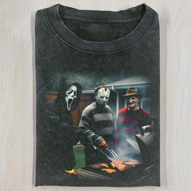 VINTAGE HORROR MOVIE CHARACTERS CHEF T-SHIRT, Ghost Face, Jason Voorhees, Freddy Krueger, Horror Movie Shirt, Horror...