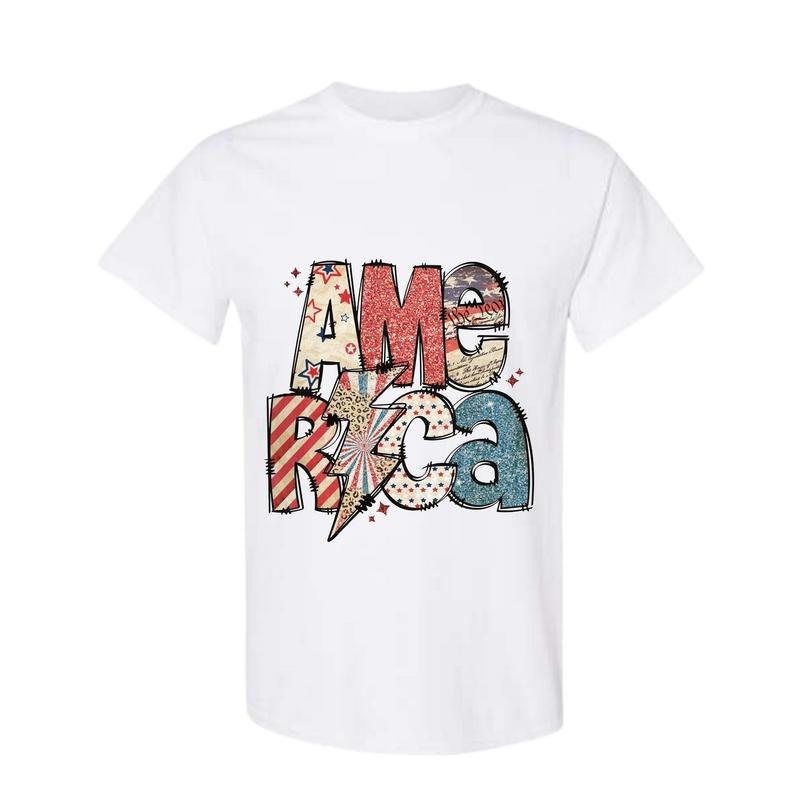 VINTAGE USA, 4TH OF JULY SHIRT, USA DOUBLE STAR SHIRT, 4TH OF JULY MEN SHIRT, UNISEX COTTON SHIRT, OVERSIZED HOLIDAY SUMMER SHIRT Comfort Fabric Top Womenswear Underwear Lady, Full Color, Full Size