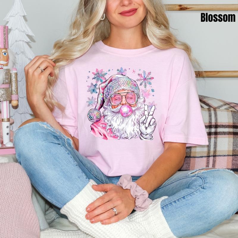 VSCO Girly Santa Comfort Colors T-Shirt 'NLB' Hoodie, Sweatshirt | HypeDripTees.com