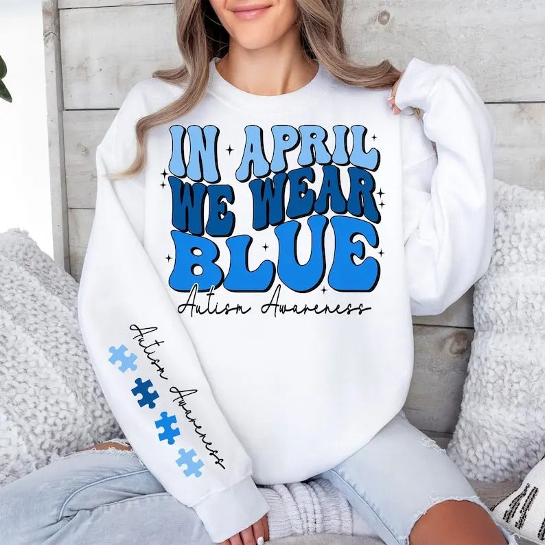 VXCHailey Riter In April We Wear Blue Premium Sweatshirt T-Shirts, Hoodie | HypeDripTees.com
