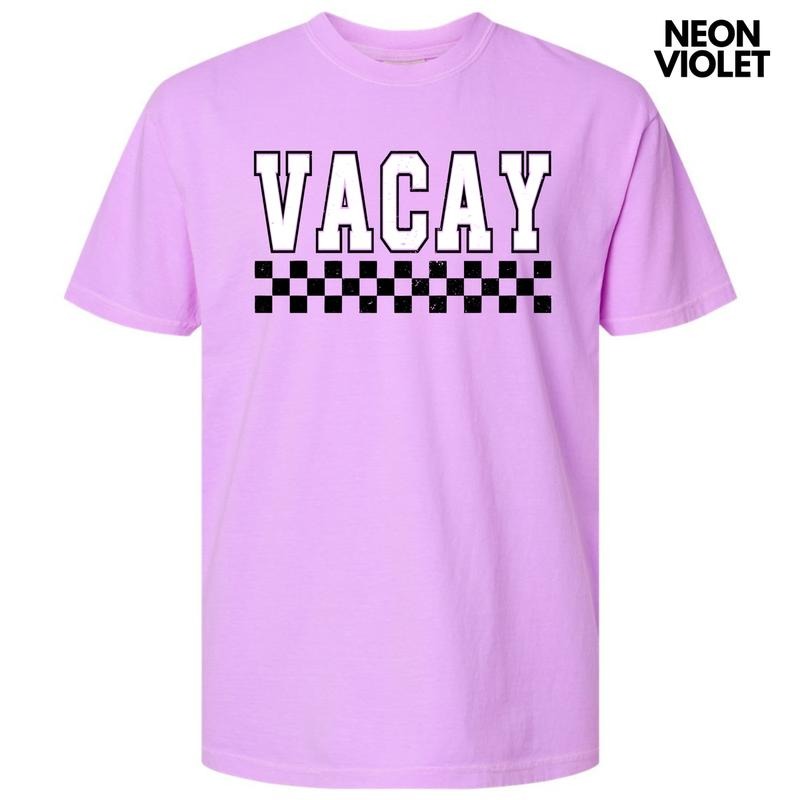 Vacay Varsity Checkered Comfort Colors T-Shirt 'NLB' Hoodie, Sweatshirt | HypeDripTees.com