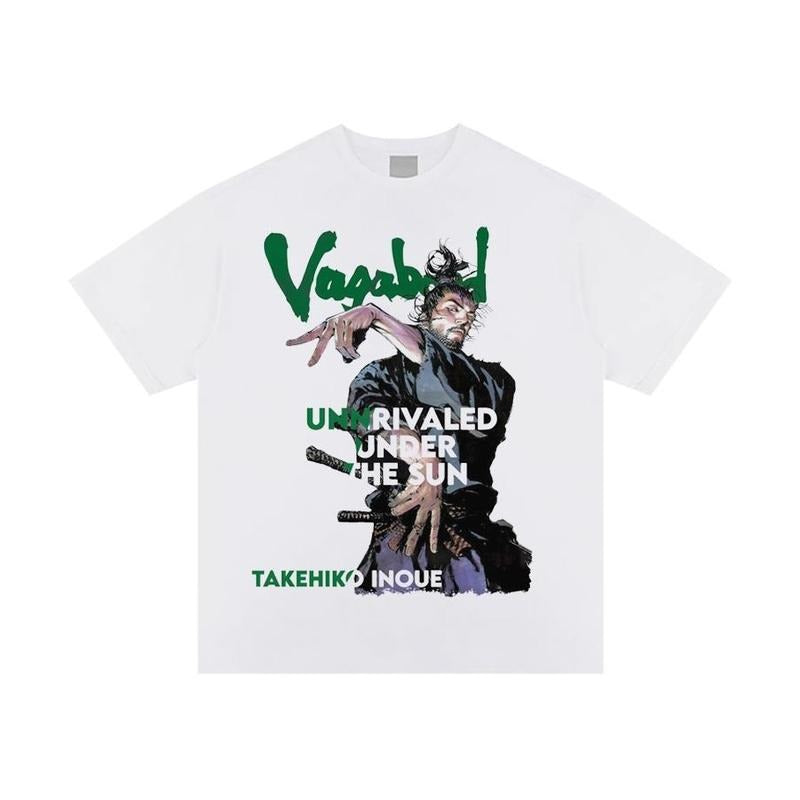 Vagabond "Unrivaled Under the Sun" Vintage Oversized Tee Anime T-shirt 100% Cotton Original Design Men's Top White Casual...