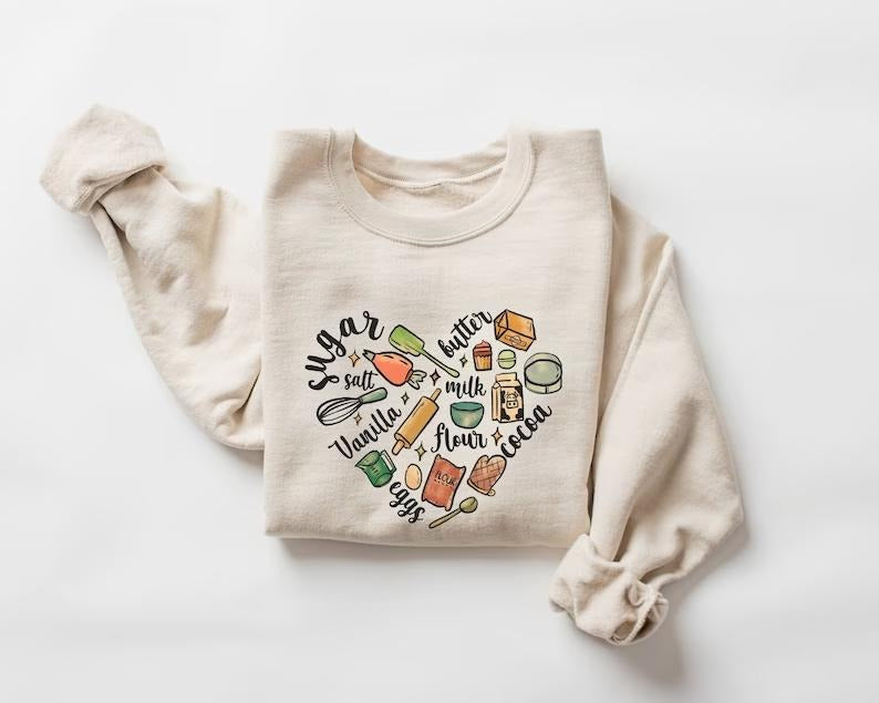 Valentine Baker Sweatshirt, Baking Crewneck Sweatshirt, Baking Sweatshirt Cotton Menswear T-Shirts, Hoodie | HypeDripTees.com