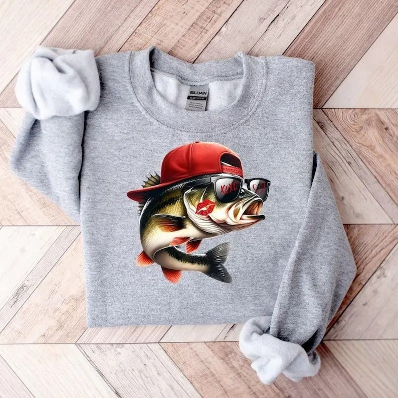 Valentine Bass Shirt, Fishing Shirt, Bass Fishing Shirt, Fishing Valentine Shirt, Valentine's Day Shirt Hoodie, Sweatshirt