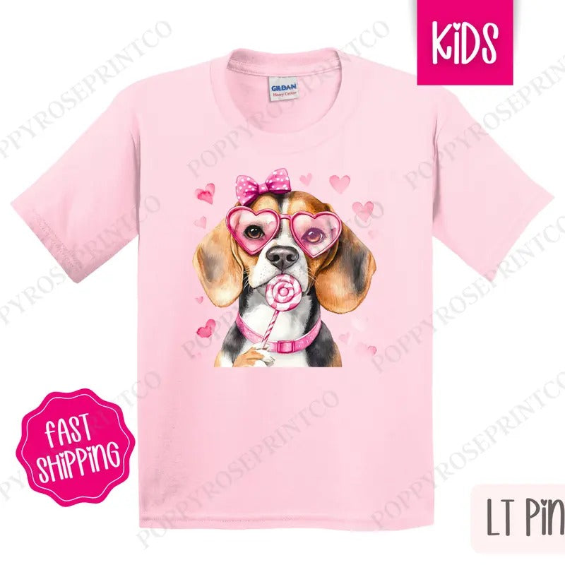 Valentine Beagle Kids Shirt - Valentine's Day Children's Tshirt - Cute Youth Tee Gildan Hoodie, Sweatshirt | HypeDripTees.com