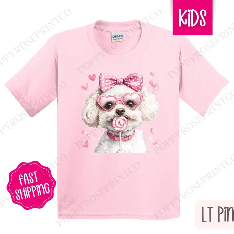 Valentine Bichon Kids Shirt - Valentine's Day Children's Tshirt - Cute Youth Tee Gildan Hoodie, Sweatshirt | HypeDripTees.com