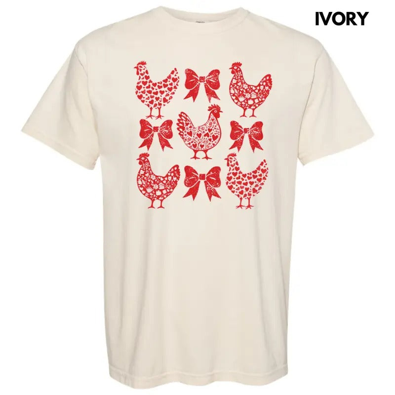 Valentine Chickens Comfort Colors T-Shirt Hoodie, Sweatshirt | HypeDripTees.com