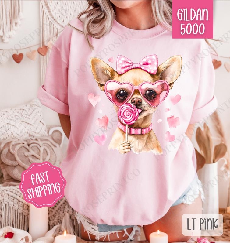 Valentine Chihuahua Shirt Gildan, Valentine's Day Women's Tee, Cute Women's Tshirt Plus Sizes Hoodie, Sweatshirt