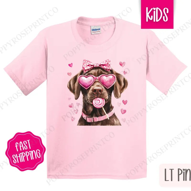 Valentine Chocolate Lab Kids Shirt - Valentine's Day Children's Tshirt