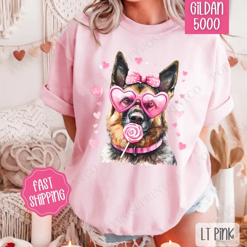 Valentine German Shepherd Shirt Gildan Cute Plus Sizes T-Shirts, Hoodie, Sweatshirt