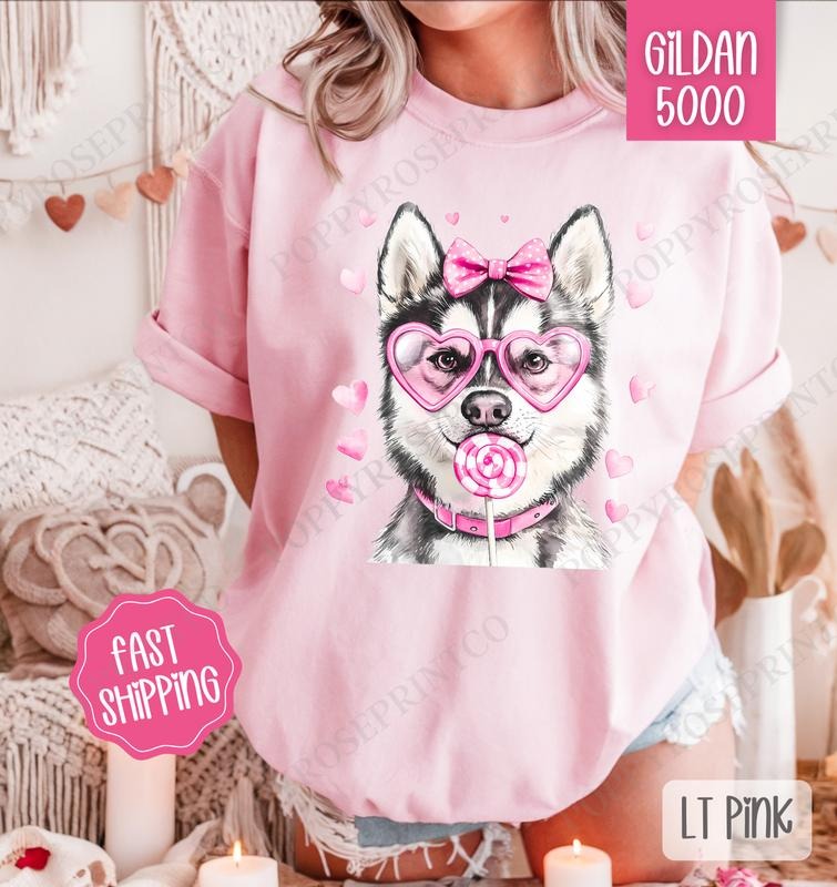 Valentine Husky Shirt Gildan, Valentine's Day Women's Tee, Cute Women's Tshirt Plus Sizes Hoodie, Sweatshirt
