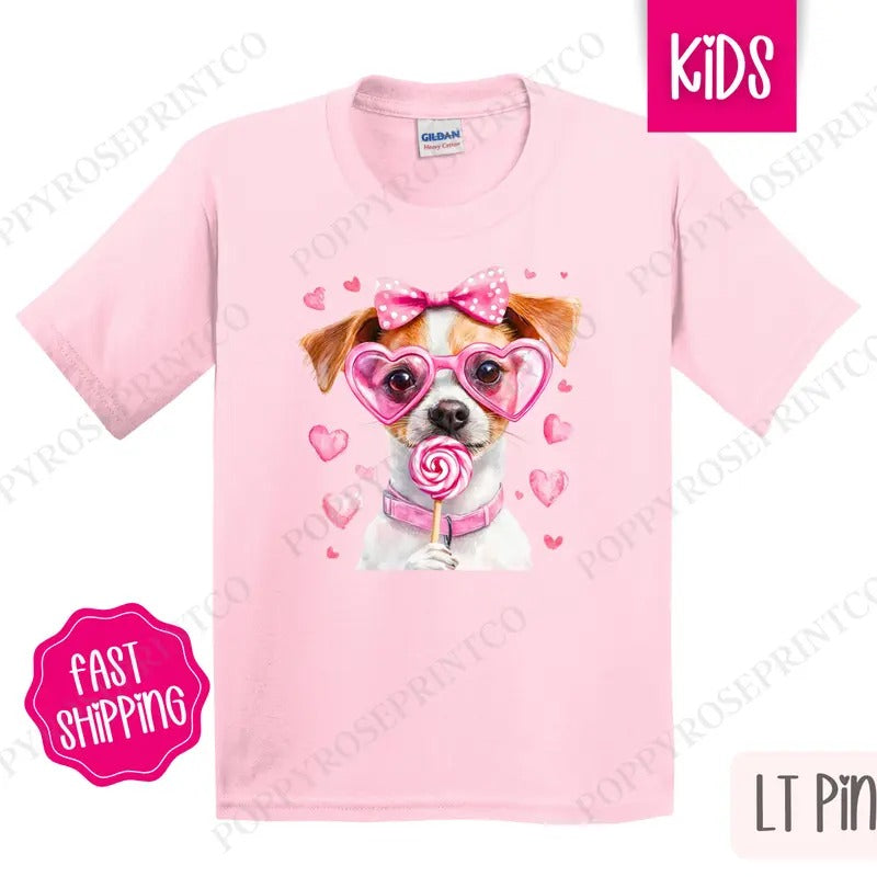 Valentine Jack Russell Kids Shirt - Valentine's Day Children's Tshirt