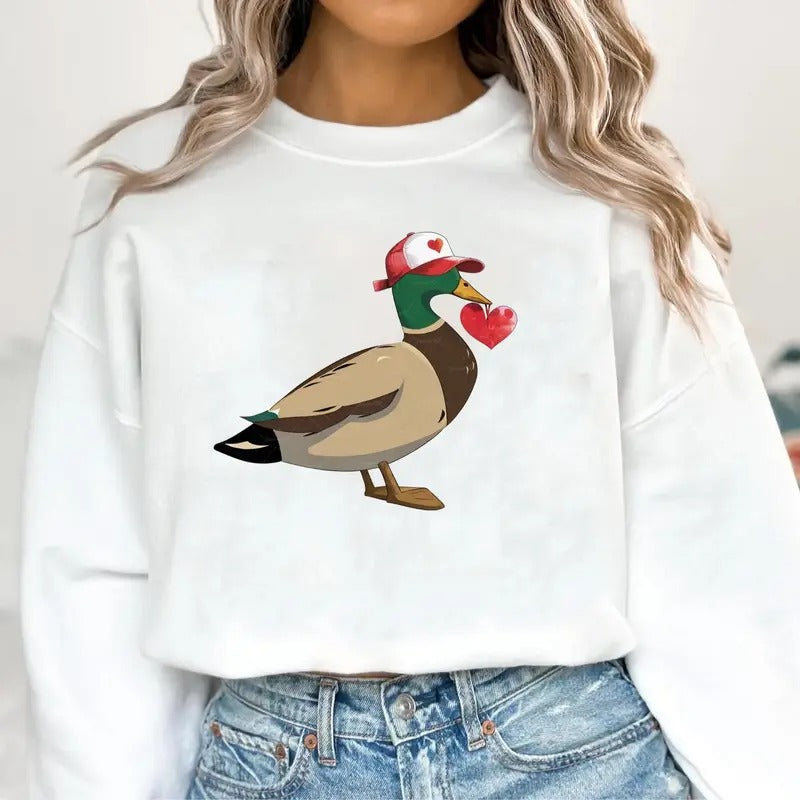 Valentine Mallard Duck Sweatshirt, Hunting Valentine's Day Shirt, Valentine's Day Shirt, Cute Valentine Shirt, Gift For...