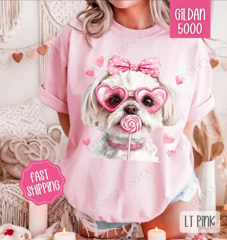 Valentine Maltese Shirt Gildan Cute Plus Sizes T-Shirts, Hoodie, Sweatshirt