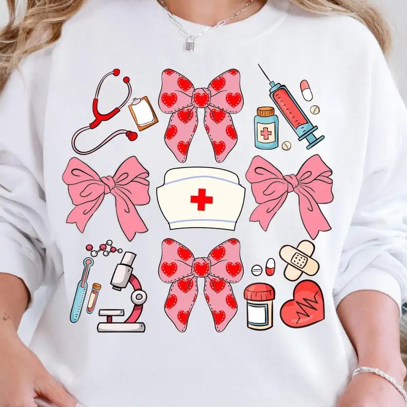 Valentine Nurse Shirt, Nurse Coquette Valentine Shirt, Nurse Coquette Bow Shirt, Valentines Day Gift, Nursing School,...