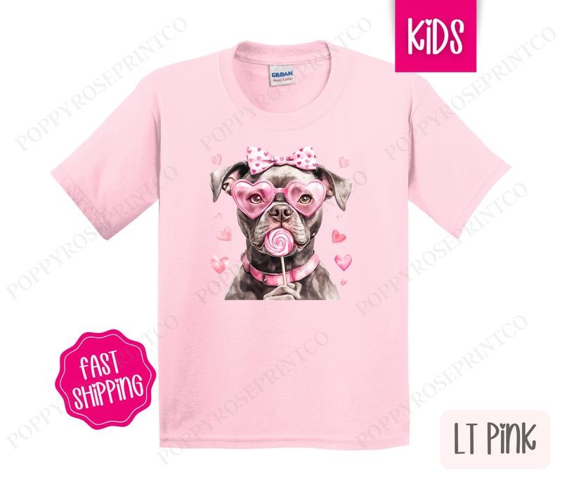 Valentine Pitbull Kids Shirt - Valentine's Day Children's Tshirt