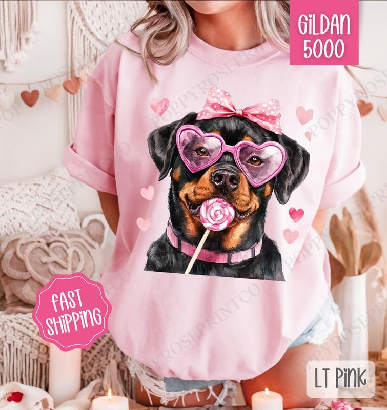 Valentine Rottweiler Shirt Gildan Cute Plus Sizes T-Shirts, Hoodie, Sweatshirt