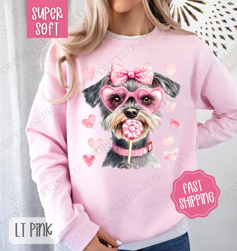 Valentine Schnauzer Sweatshirt, Valentine's Day Crewneck, Cute Women's Sweater T-Shirts, Hoodie | HypeDripTees.com