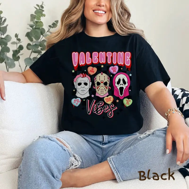 Valentine Vibes Horror shirt | Spooky Valentines | gift for her | gag gift for valentine Hoodie, Sweatshirt