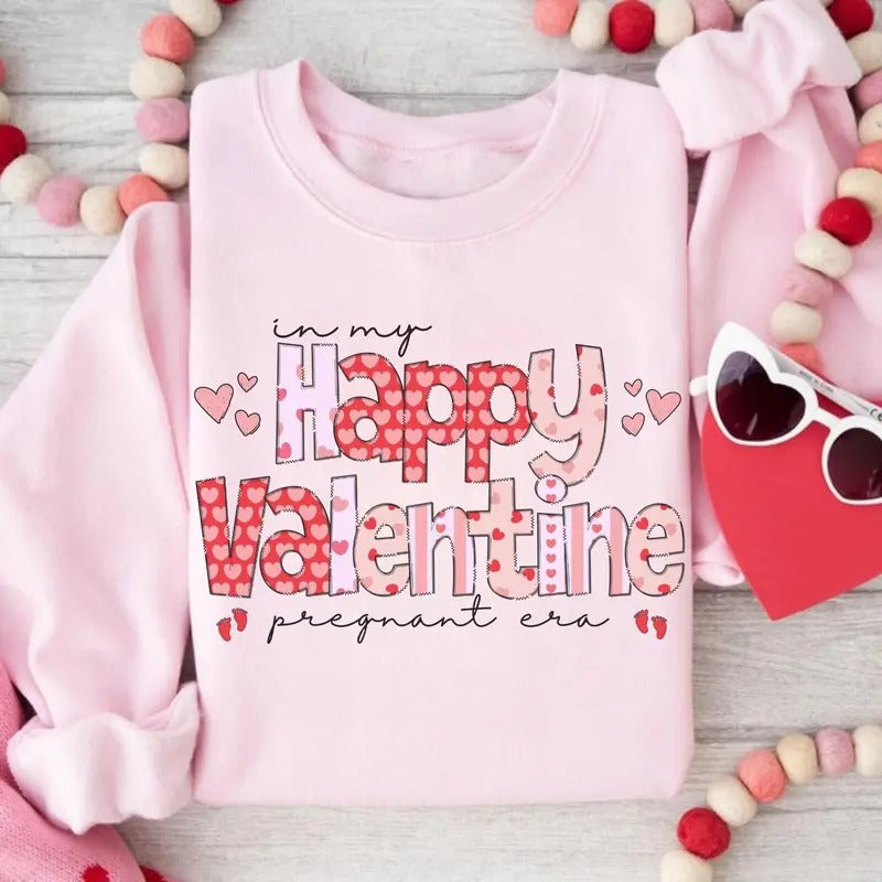 Valentine pregnancy announcement Shirt, In my pregnant Era Valentines Day Baby Reveal sweatshirt,Valentine Shirt,...