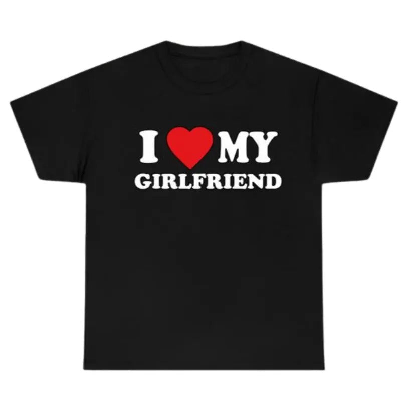 Valentine's Day Men's Regular Fit "I Love My GF" Print Crew Neck Short Sleeve T-shirt, Graphic Tees for Men, T Shirts for...