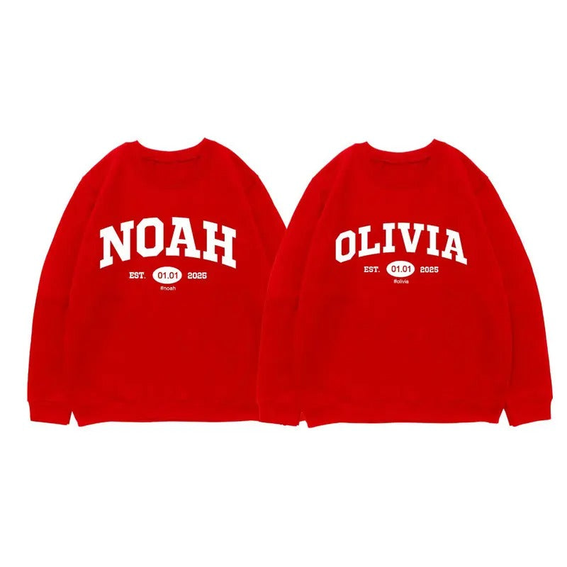 Valentines Day Couple Custom days Name Sweatshirt,  Valentine's Day Shirt, Personalized Valentine Sweater Hoodie