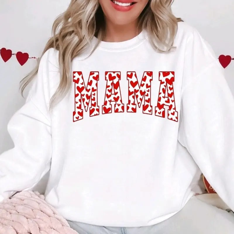 Valentines Day Cute Mama Red Hearts - Sweatshirt T-Shirts, Hoodie | HypeDripTees.com
