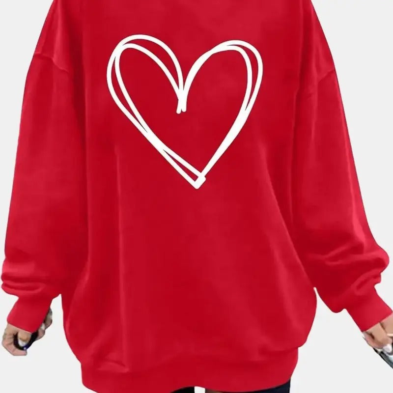 Valentines Day Sweatshirt Women Oversized Love Heart Shirt Pullover Valentine's Long Sleeve Tops Hoodie | HypeDripTees.com