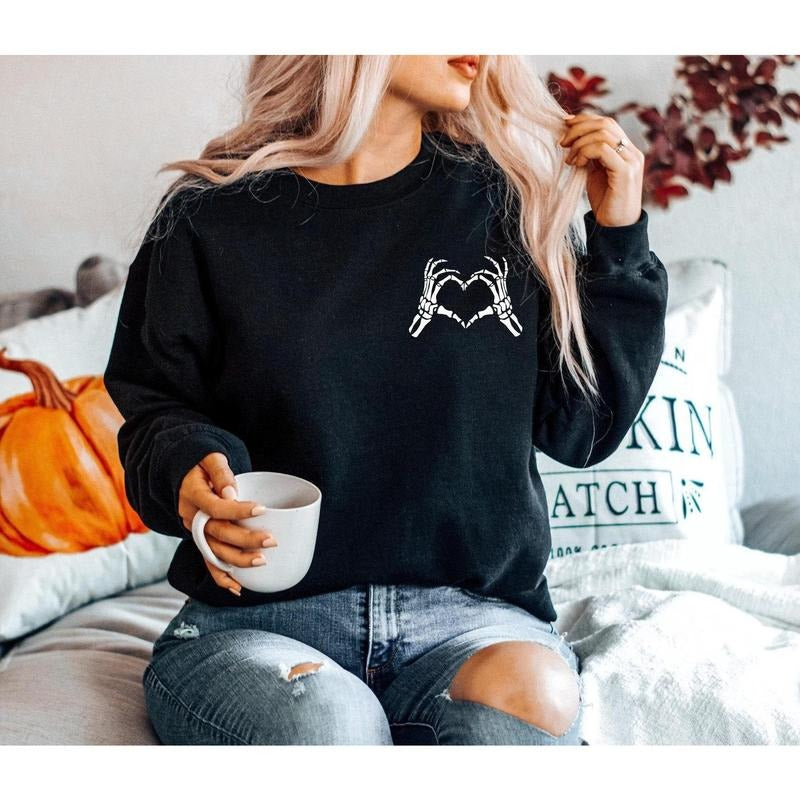 Valentines Day Sweatshirt, Skeleton Valentines Sweatshirt, Heart Sweatshirt, Skeleton Hand Shirt,  Valentine Hoodie, Fall...