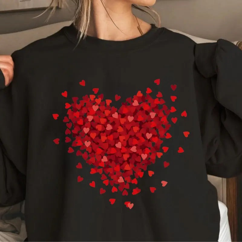 Valentines Day Sweatshirt, Valentines Day Shirt For Women, 3D Heart Design Shirt, Cute Valentine Tee, Valentines Gift Hoodie