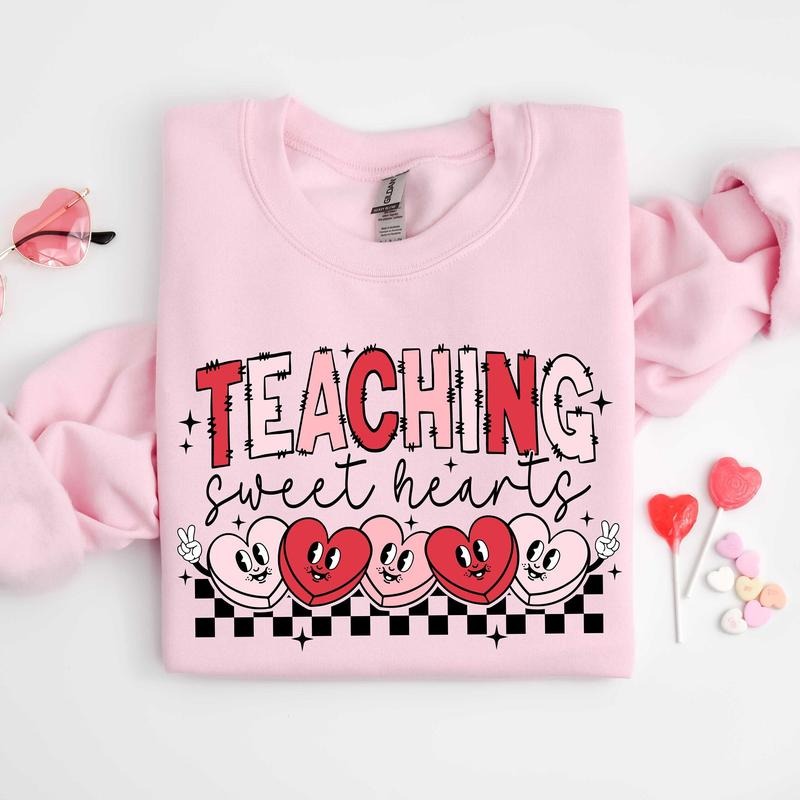 Valentines Day Teacher Sweatshirt, Teaching Sweethearts Teacher Shirts, Teacher Valentines Day Gift Hoodie | HypeDripTees.com