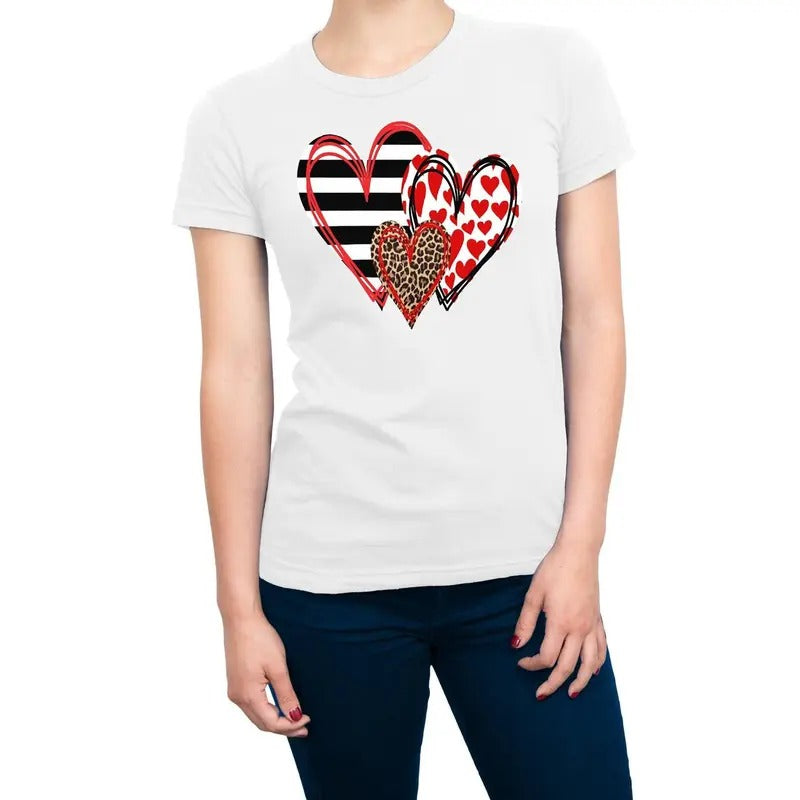 Valentines Scribble Hearts Women's T-Shirt Casual Crewneck Hoodie, Sweatshirt | HypeDripTees.com