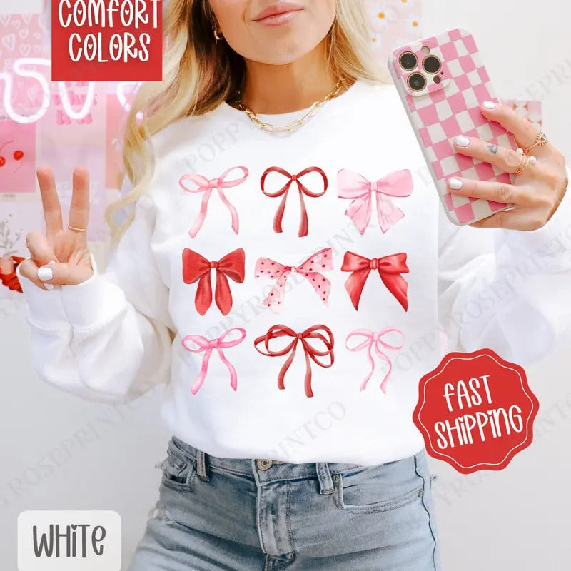 Valentines Sweatshirt Comfort Colors, Coquette Valentine's Day Women's Crewneck, Holiday Women's Sweater valentine day...