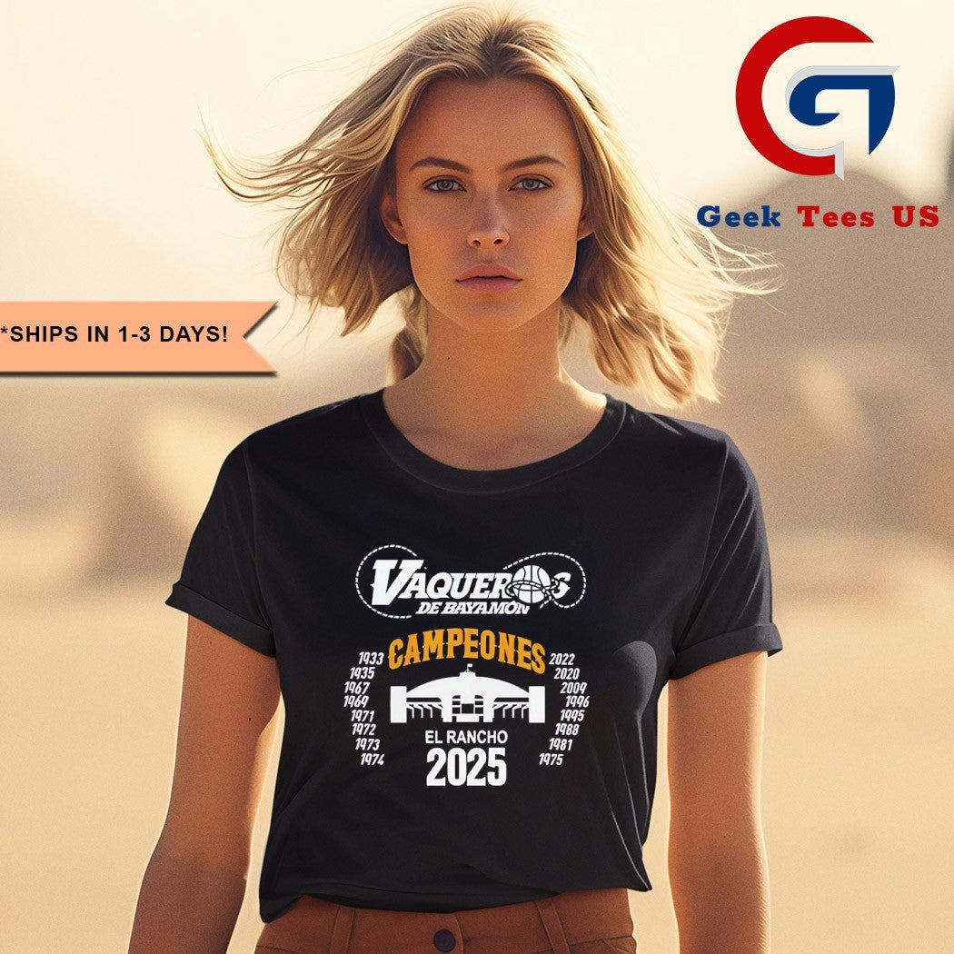 Vaqueros de Bayamon Champions Baloncesto Superior Nacional 2025 Stadium shirt