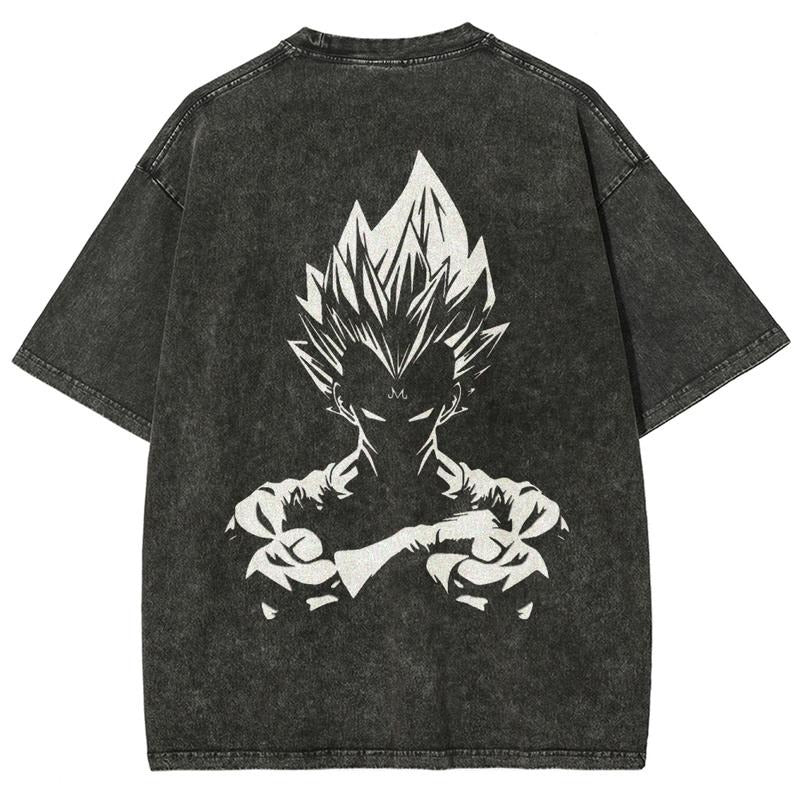Vegeta Anime Washed Graphic Tees Funny Japanese Cartoon Distressed Shirt 90s Vintage Streetwear Unisex Summer Gift...