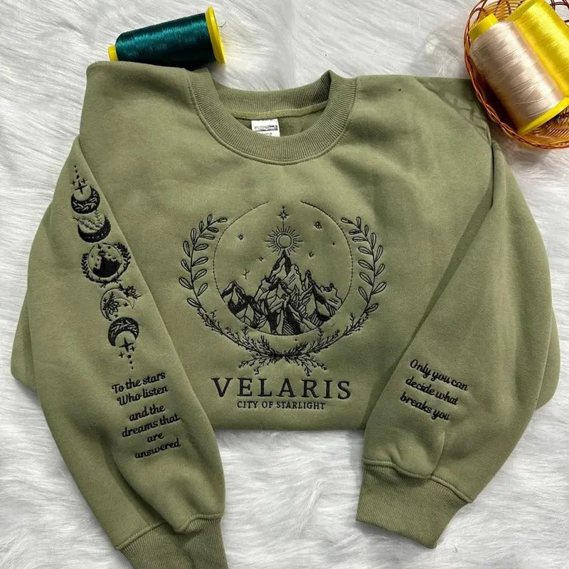 Velaris Embroidered Sweatshirt,Velaris City Of Starlight Embroidered Hoodie,City of Starlight,SJM sweater,The Night Court Shirt,ACOTAR Shirt